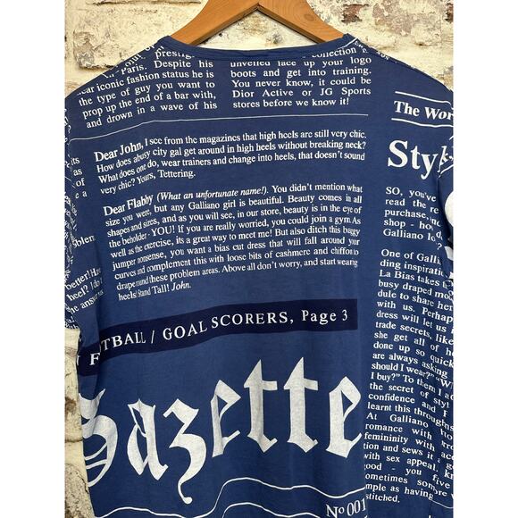 John Galliano Authentic Vintage 2000's Gazette Newspaper Tshirt Rare, size Small - Picture 11 of 11